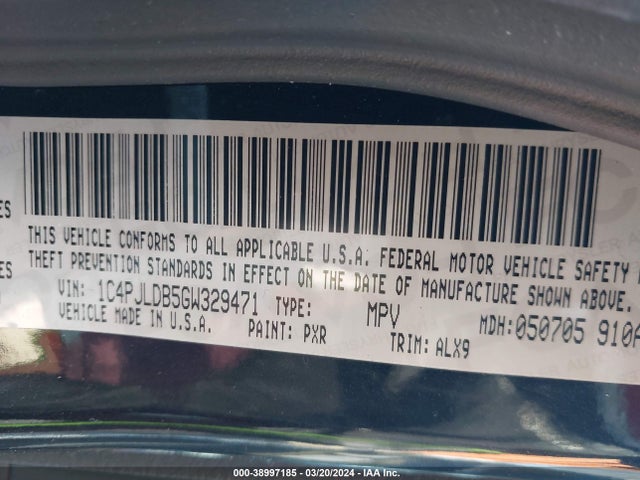 1C4PJLDB5GW329471 Jeep Cherokee Limited