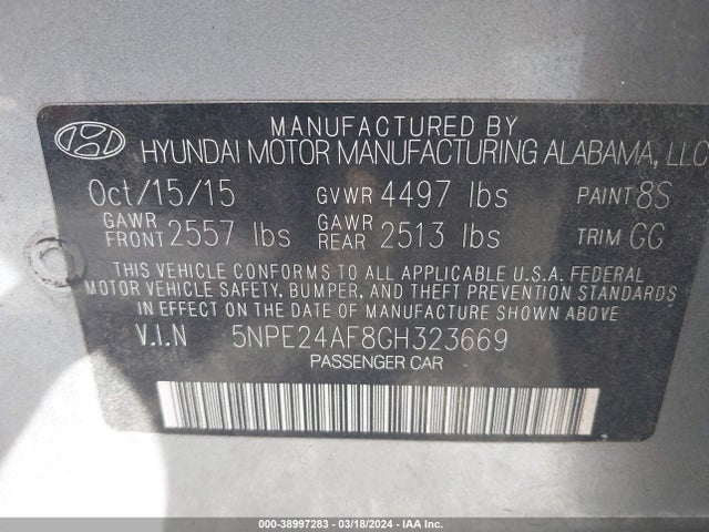 Hyundai SONATA SE 2016 5NPE24AF8GH323669 Image 9