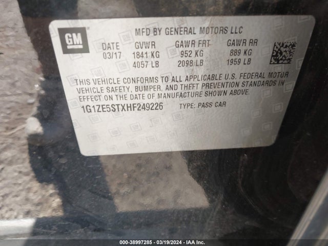 Chevrolet MALIBU 1LT 2017 1G1ZE5STXHF249226 Image 9