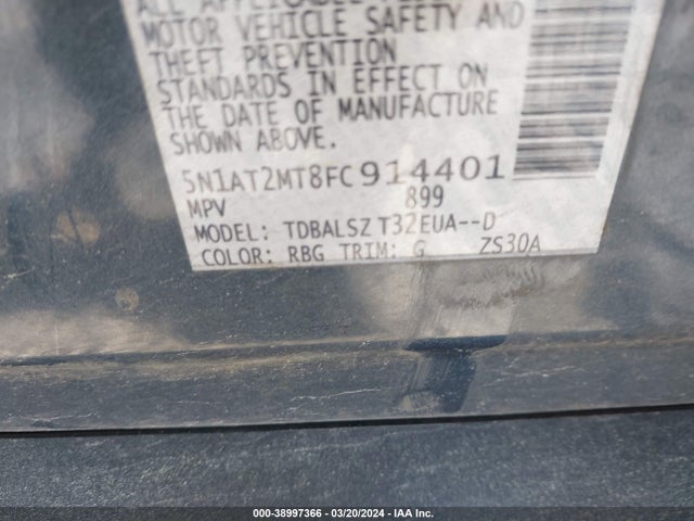 Nissan Rogue Sl 2015 5N1AT2MT8FC914401 Image 9