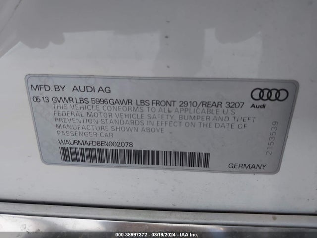 WAURMAFD8EN002078 Audi A8 L 3.0 Tdi