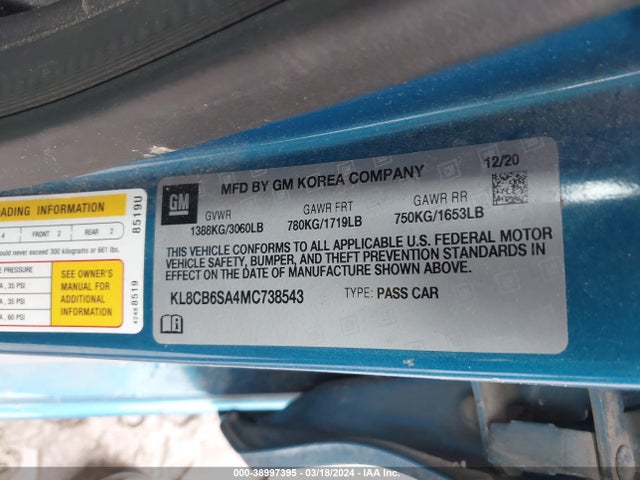 Chevrolet Spark Fwd Ls Automatic 2021 KL8CB6SA4MC738543 Image 9