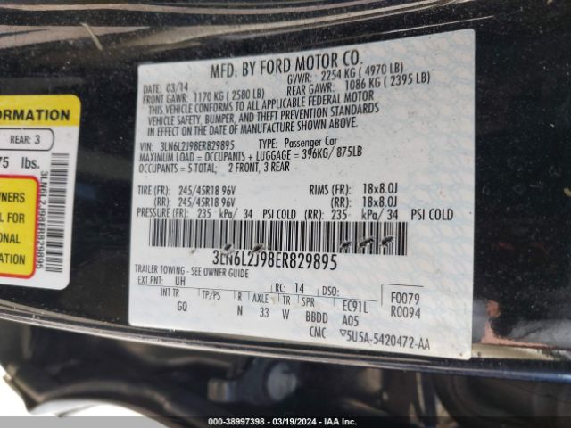 3LN6L2J98ER829895 Lincoln MKZ