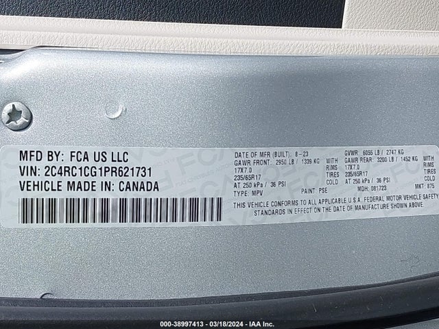 2C4RC1CG1PR621731 Chrysler Voyager Lx