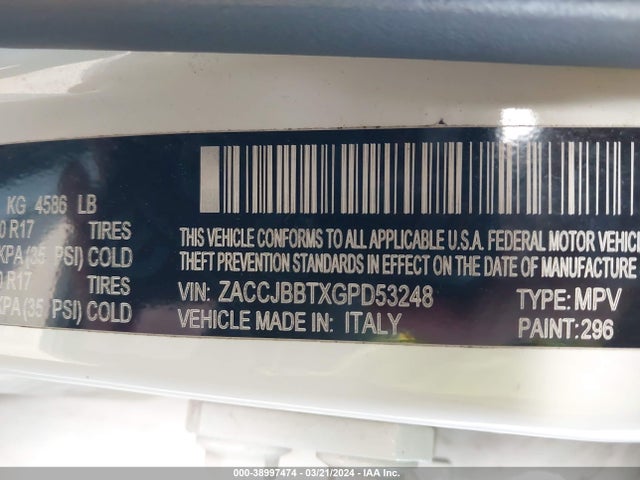 ZACCJBBTXGPD53248 Jeep Renegade Latitude