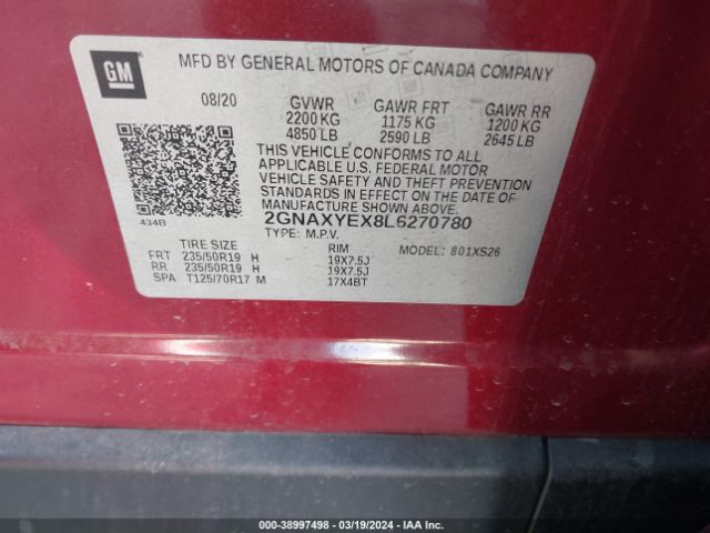 2020 CHEVROLET EQUINOX 2GNAXYEX8L6270780 Photo 8