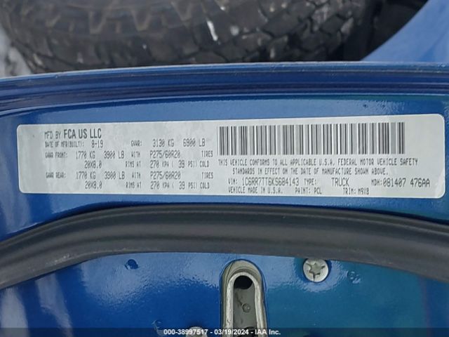 1C6RR7TT6KS684143 RAM 1500 Classic Big Horn  4x4 6'4 Box