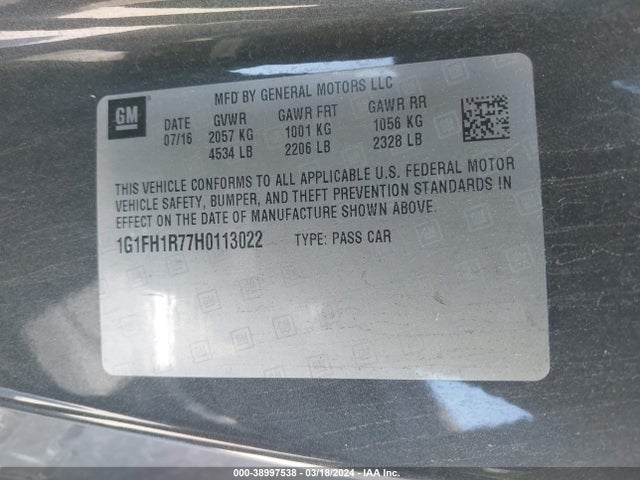 Chevrolet CAMARO 2SS 2017 1G1FH1R77H0113022 Image 9