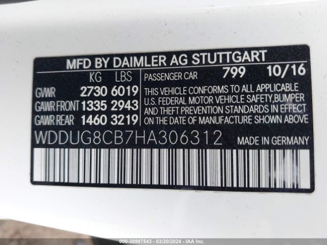 WDDUG8CB7HA306312 Mercedes-Benz S 550