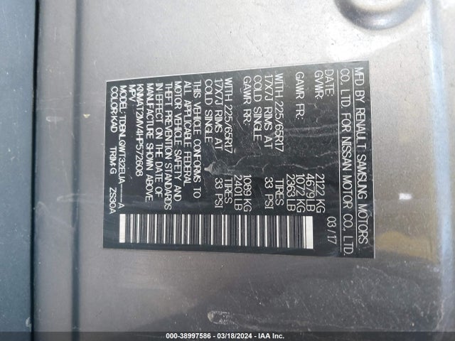 Nissan ROGUE SV 2017 KNMAT2MV4HP572608 Image 9