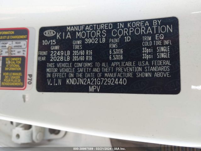 KNDJN2A21G7292440 KIA Soul