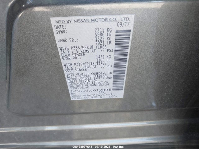 Nissan Pathfinder Sv 2018 5N1DR2MN5JC612098 Image 9