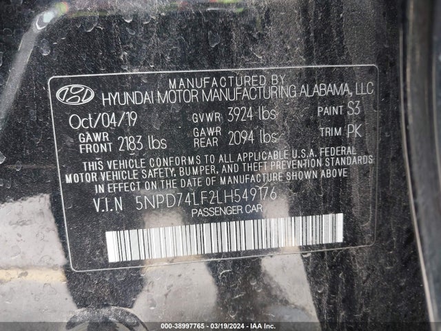 Hyundai ELANTRA SE 2020 5NPD74LF2LH549176 Image 9