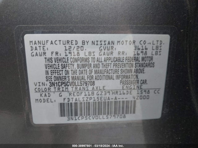 Nissan Kicks Sv Xtronic Cvt 2020 3N1CP5CV0LL579708 Image 9