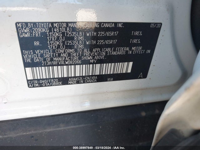 Toyota RAV4 LE 2020 2T3H1RFVXLW082066 Image 9