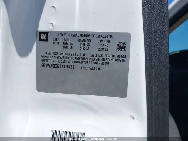 Chevrolet Impala Limited Ls 2015 2G1WA5E37F1110220 Image 9