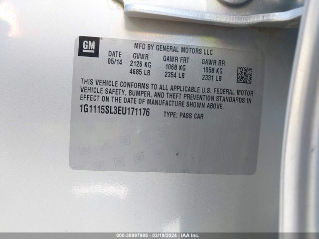 Chevrolet IMPALA 1LT 2014 1G1115SL3EU171176 Image 9