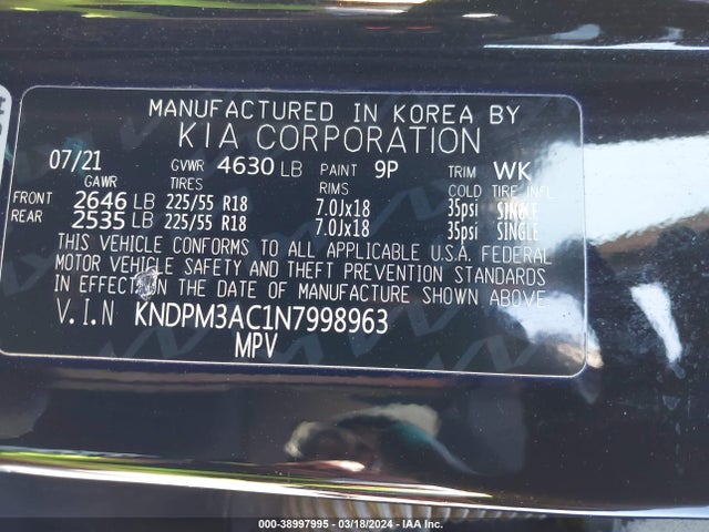 KIA Sportage Lx 2022 KNDPM3AC1N7998963 Image 9