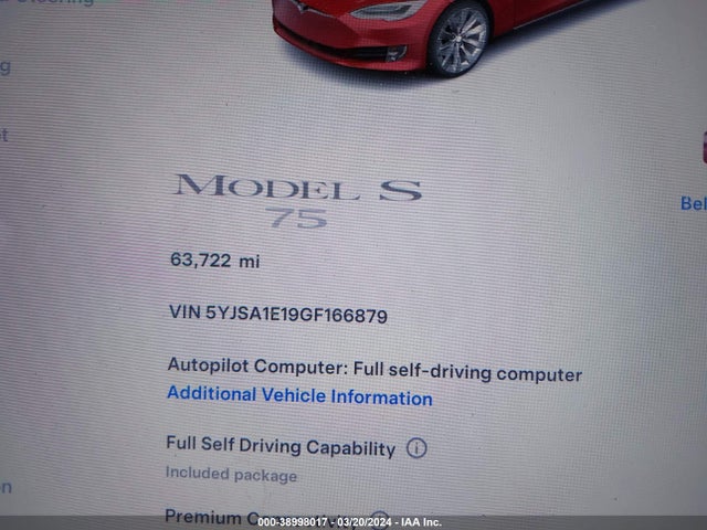 Tesla Model S 60/70/75/85 2016 5YJSA1E19GF166879 Image 7