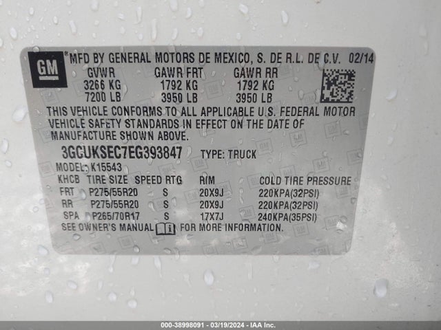 Chevrolet Silverado 1500 2lz 2014 3GCUKSEC7EG393847 Image 9