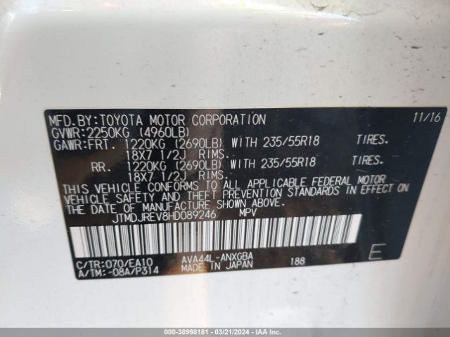 JTMDJREV8HD089246 Toyota Rav4 Hybrid Limited
