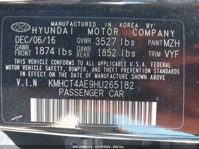 Hyundai ACCENT SE 2017 KMHCT4AE9HU265182 Image 9