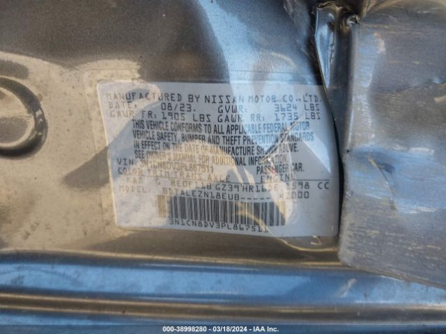 3N1CN8DV3PL867511 Nissan Versa 1.6 S Xtronic Cvt