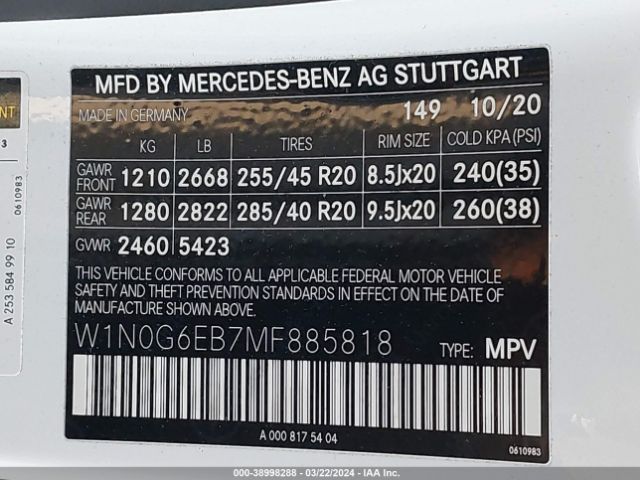 W1N0G6EB7MF885818 Mercedes-Benz Amg Glc 43 4matic