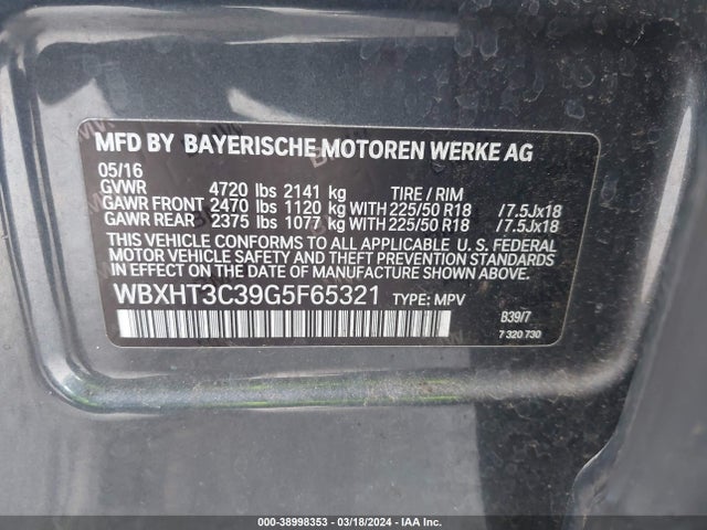 BMW X1 Xdrive28i 2016 WBXHT3C39G5F65321 Image 9
