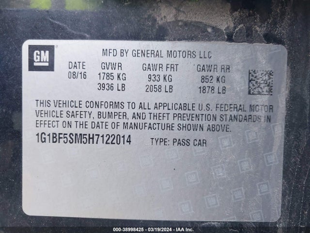 Chevrolet Cruze Premier Auto 2017 1G1BF5SM5H7122014 Image 9