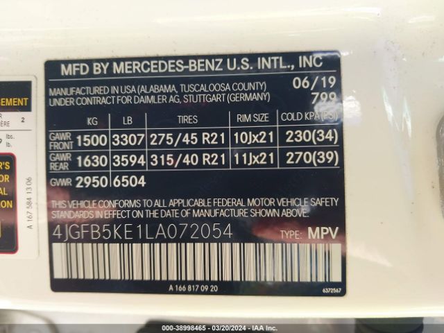 4JGFB5KE1LA072054 Mercedes-Benz Gle 450 4matic