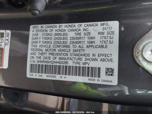 Honda CR-V LX 2017 2HKRW5H32HH400285 Image 9