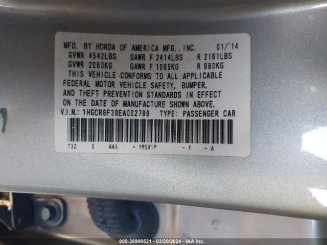1HGCR6F39EA002789 Honda ACCORD HYBRID