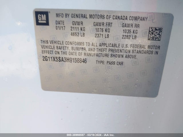 Chevrolet Impala 1fl 2017 2G11X5SA3H9158846 Image 9