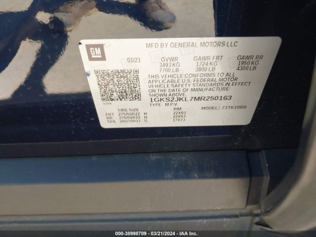 1GKS2JKL7MR250163 GMC Yukon Xl 4wd Denali