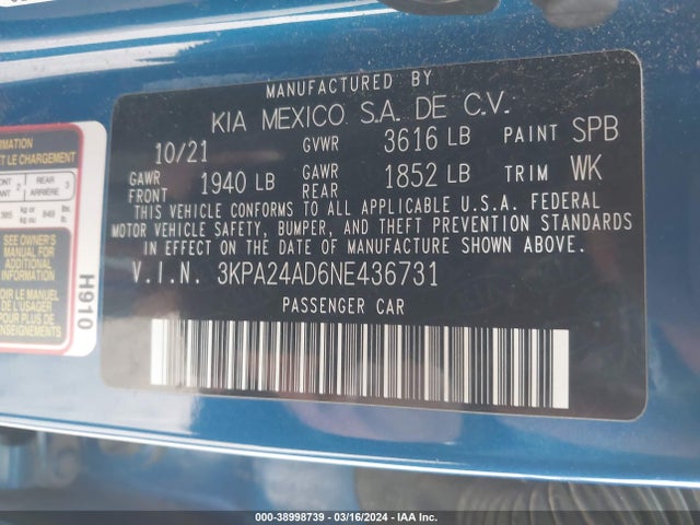 KIA RIO S 2022 3KPA24AD6NE436731 Image 9