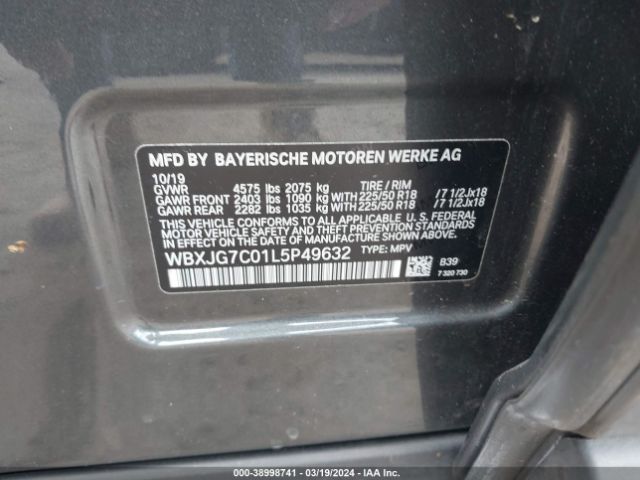 WBXJG7C01L5P49632 BMW X1 Sdrive28i