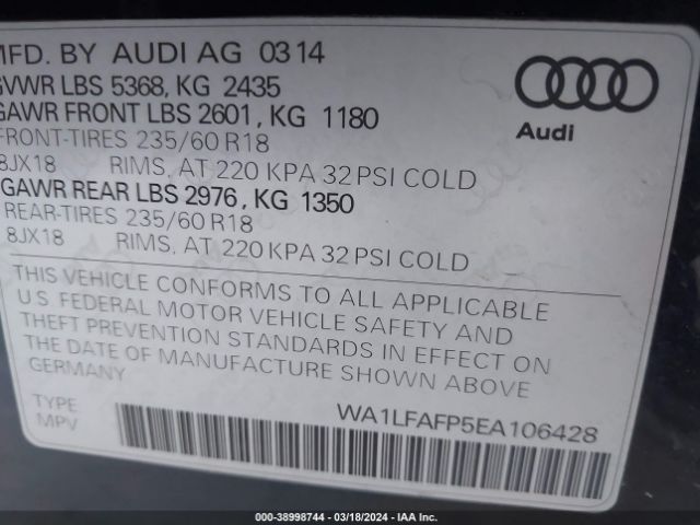 2014 AUDI Q5 WA1LFAFP5EA106428 Photo 8