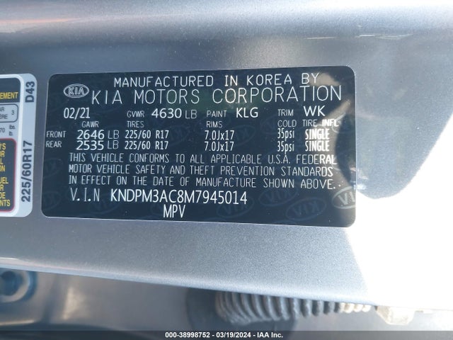 KIA Sportage Lx 2021 KNDPM3AC8M7945014 Image 9