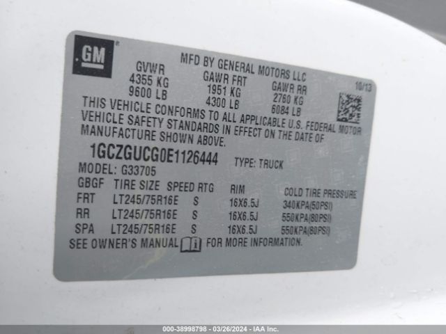1GCZGUCG0E1126444 Chevrolet Express 3500 Work Van