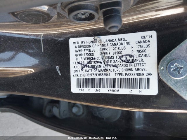 Honda Civic Lx 2014 2HGFB2F52EH555541 Image 9
