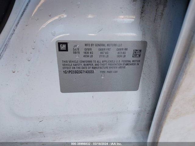 Chevrolet Cruze Limited Ls Auto 2016 1G1PC5SG5G7143033 Image 9