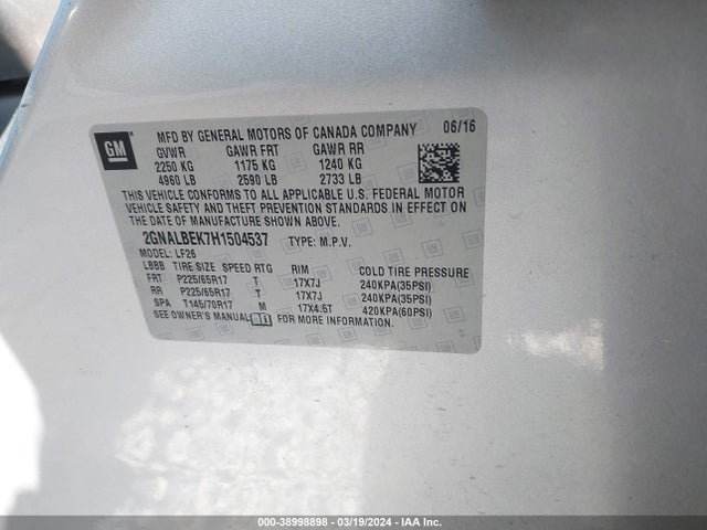 Chevrolet EQUINOX LS 2017 2GNALBEK7H1504537 Image 9