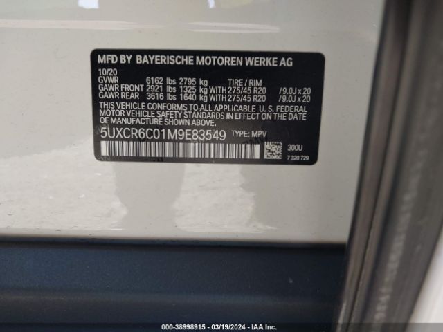 5UXCR6C01M9E83549 BMW X5 Xdrive40i