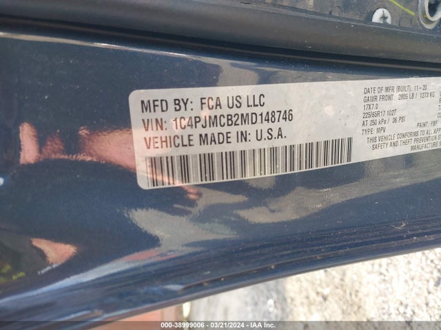 Jeep Cherokee Latitude 4x4 2021 1C4PJMCB2MD148746 Image 9