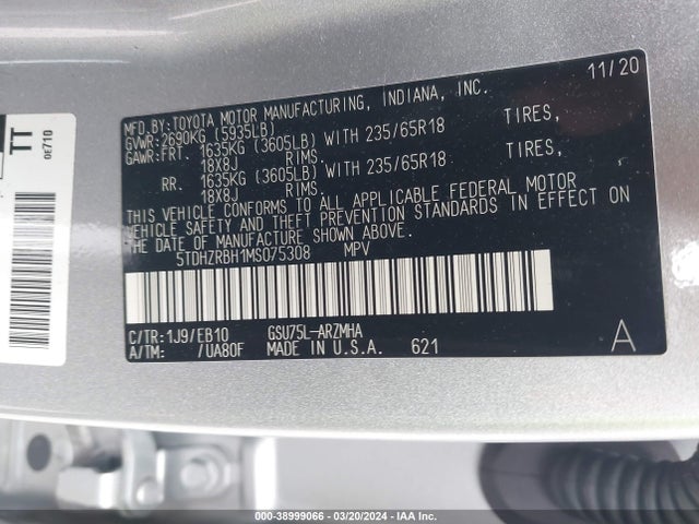 Toyota Highlander Xle 2021 5TDHZRBH1MS075308 Image 9