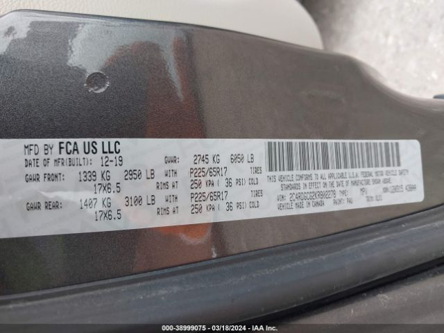 2C4RDGCG2KR802278 Dodge Grand Caravan Sxt