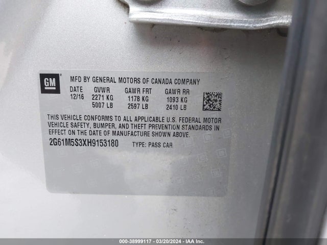 2G61M5S3XH9153180 Cadillac XTS LUXURY