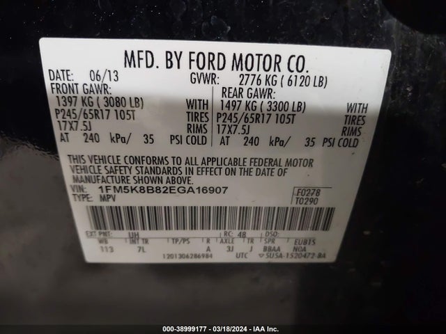 Ford Explorer 2014 1FM5K8B82EGA16907 Image 9