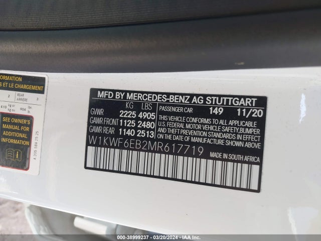 W1KWF6EB2MR617719 Mercedes-Benz Amg C 43 4matic